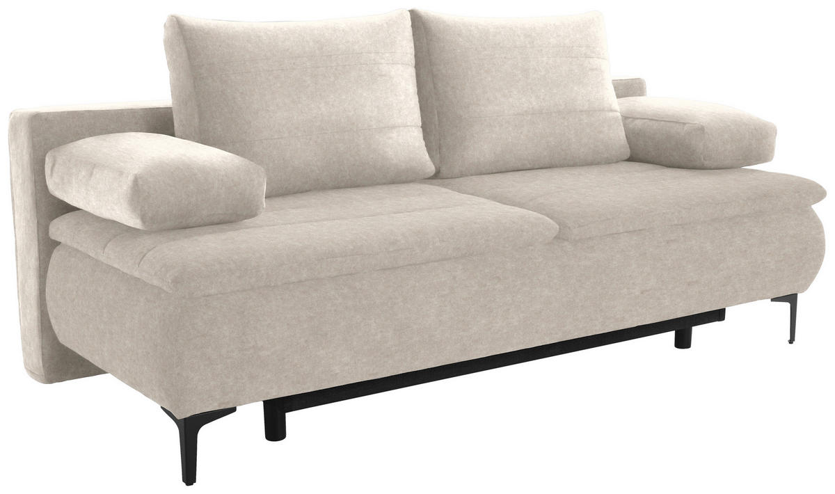 BOXSPRINGSOFA in Flachgewebe Cappuccino  - Cappuccino, Konventionell, Textil/Metall (204/93/100cm) - Novel