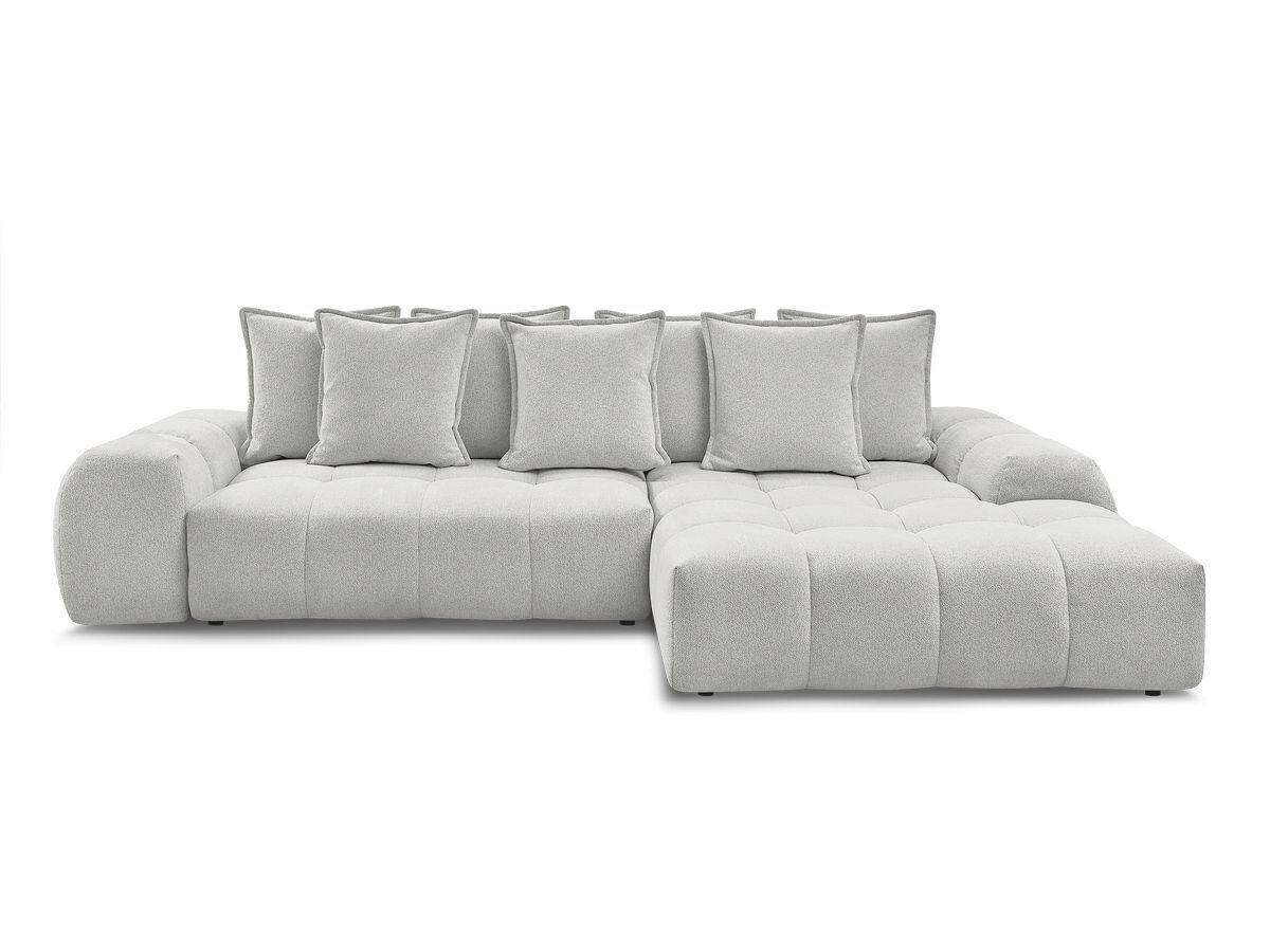 ECKSCHLAFSOFA EVEREST  mit Rücken echt, Armteil links, Armteil rechts Flachgewebe Hellgrau  - Hellgrau/Schwarz, MODERN, Kunststoff/Textil (318/180cm) - Livetastic