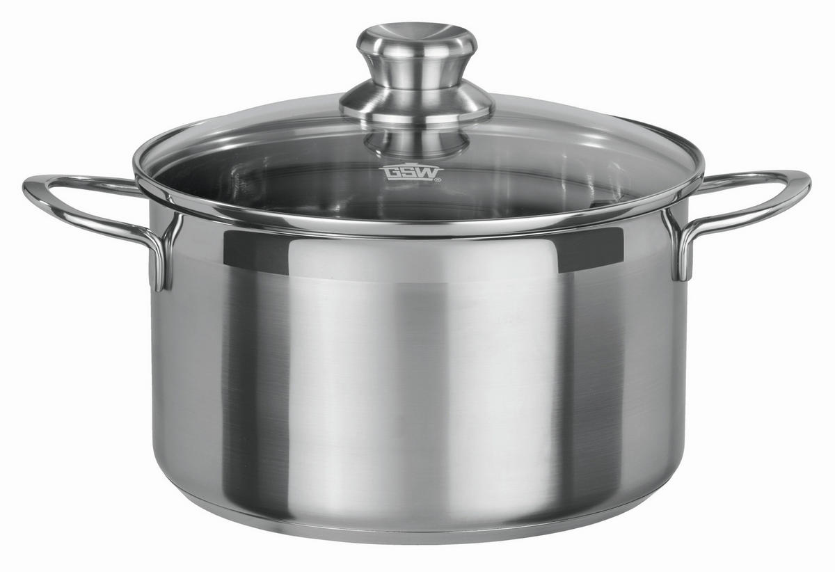 KOCHTOPFSET MIRAGE 5-teilig  - Klar/Edelstahlfarben, Basics, Glas/Metall - GSW