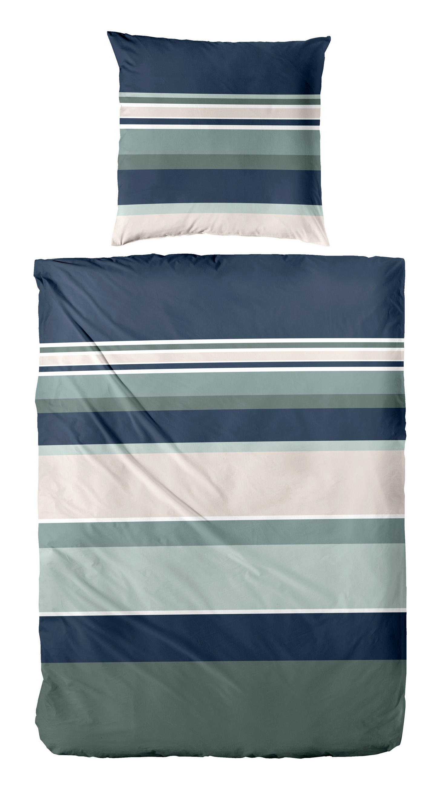 BETTWÄSCHE Makosatin 135/200 cm  - Waldgrün/Beige, Basics, Textil (135/200cm)