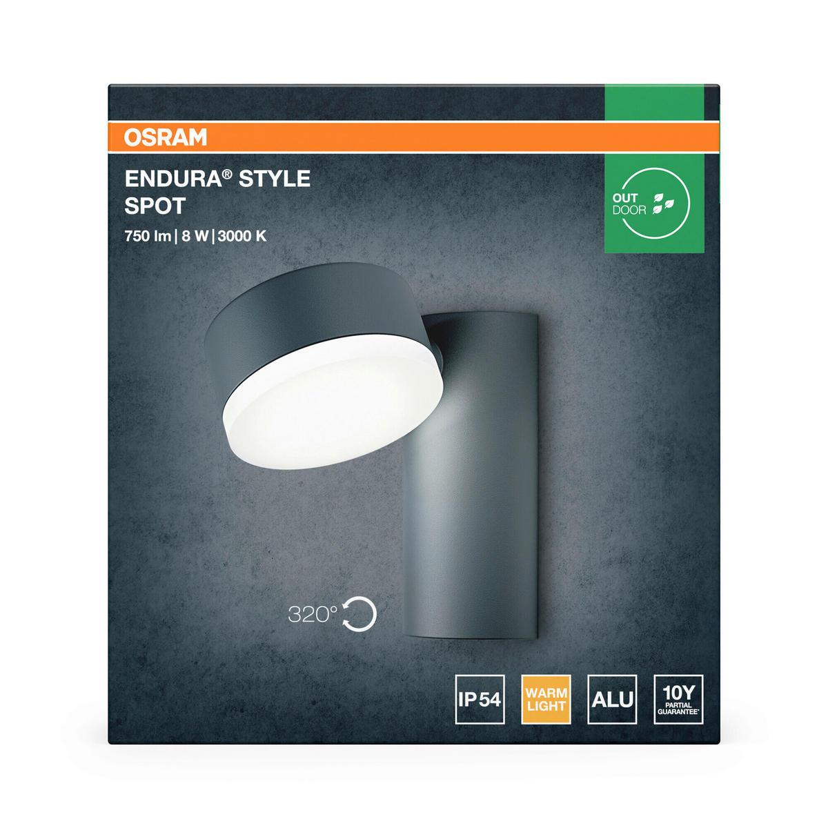 LED-AUßENLEUCHTE 13,5/9/14 cm   - Dunkelgrau, Basics, Kunststoff/Metall (13,5/9/14cm) - Osram
