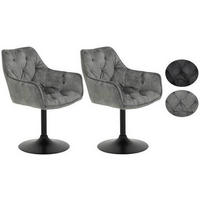 ARMLEHNSTUHL-SET 2 Stück  in Stahl Samt  - Schwarz/Grau, MODERN, Textil/Metall (49/83/62cm) - MID.YOU