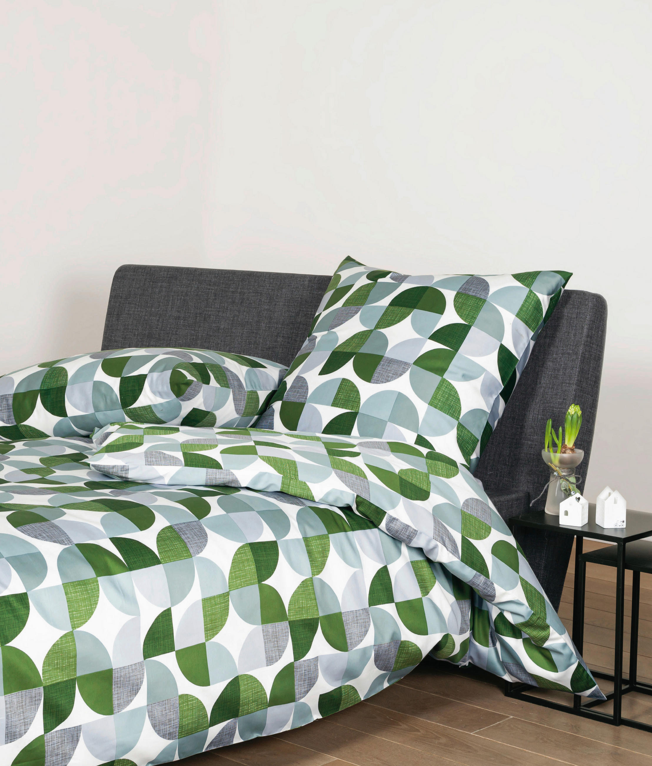 POVLEČENÍ, biber, šedá, zelená, bílá, 135/200 cm - šedá/bílá, Basics, textil (135/200cm) - Janine