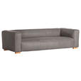 BIGSOFA  in Echtleder Grau  - Buchefarben/Grau, KONVENTIONELL, Leder/Holz (255/70/110cm) - Carryhome