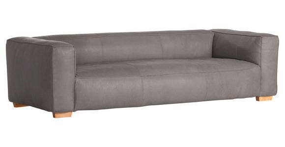 BIGSOFA  in Echtleder Grau  - Buchefarben/Grau, KONVENTIONELL, Leder/Holz (255/70/110cm) - Carryhome
