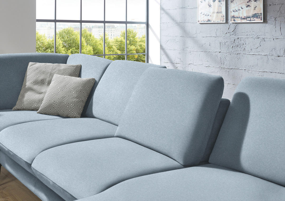 WOHNLANDSCHAFT Hellblau Webstoff  - Schwarz/Hellblau, Design, Textil/Metall (208/344/180cm) - Dieter Knoll