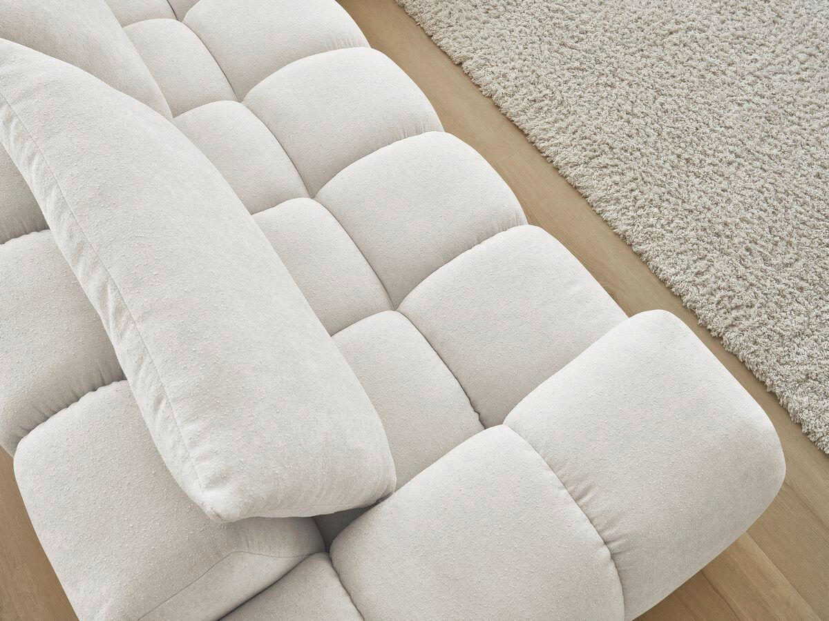 ECKSOFA Ottomane rechts  EVEREST Weiß Struktur  - Schwarz/Weiß, MODERN, Kunststoff/Textil (352/210cm) - Livetastic