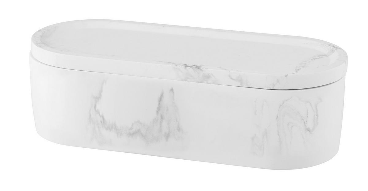 KOSMETIKDOSE - Weiß, KONVENTIONELL, Stein (20/6/8cm) - Schöner Wohnen