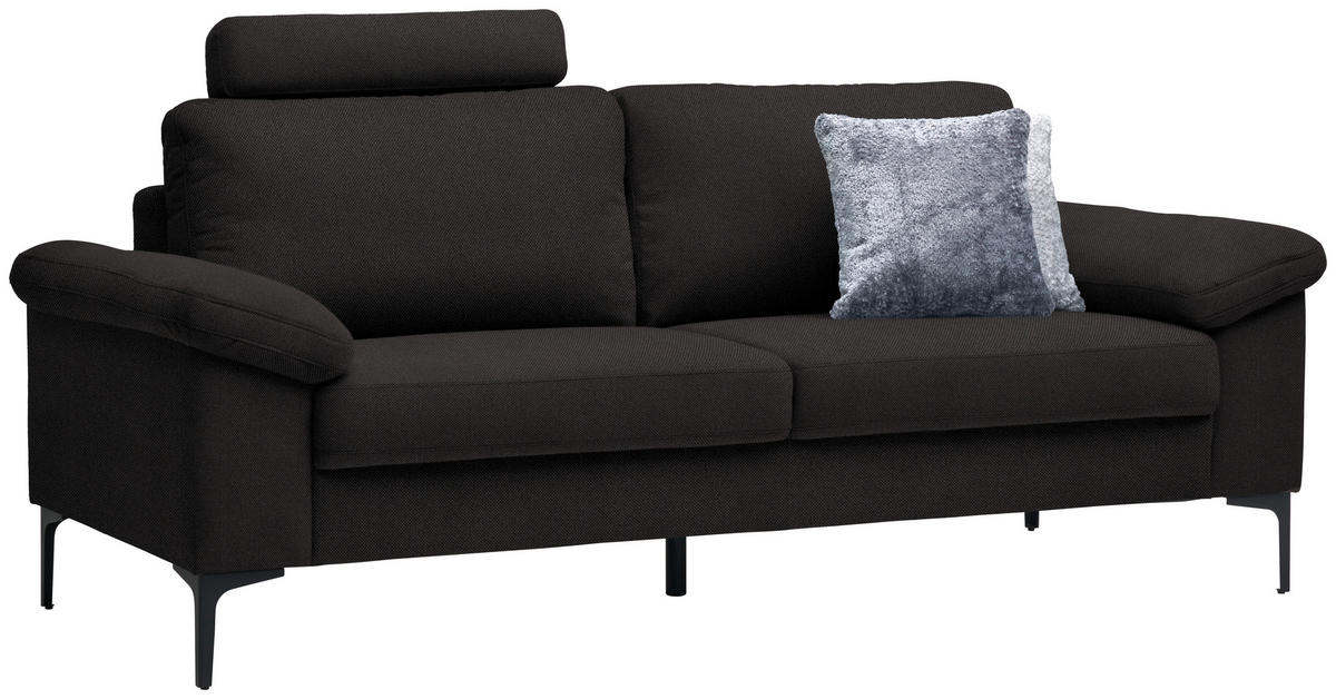 2,5-SITZER in Flachgewebe Dunkelbraun  - Dunkelbraun/Schwarz, Design, Textil/Metall (206/86/97cm) - Pure Home Lifestyle