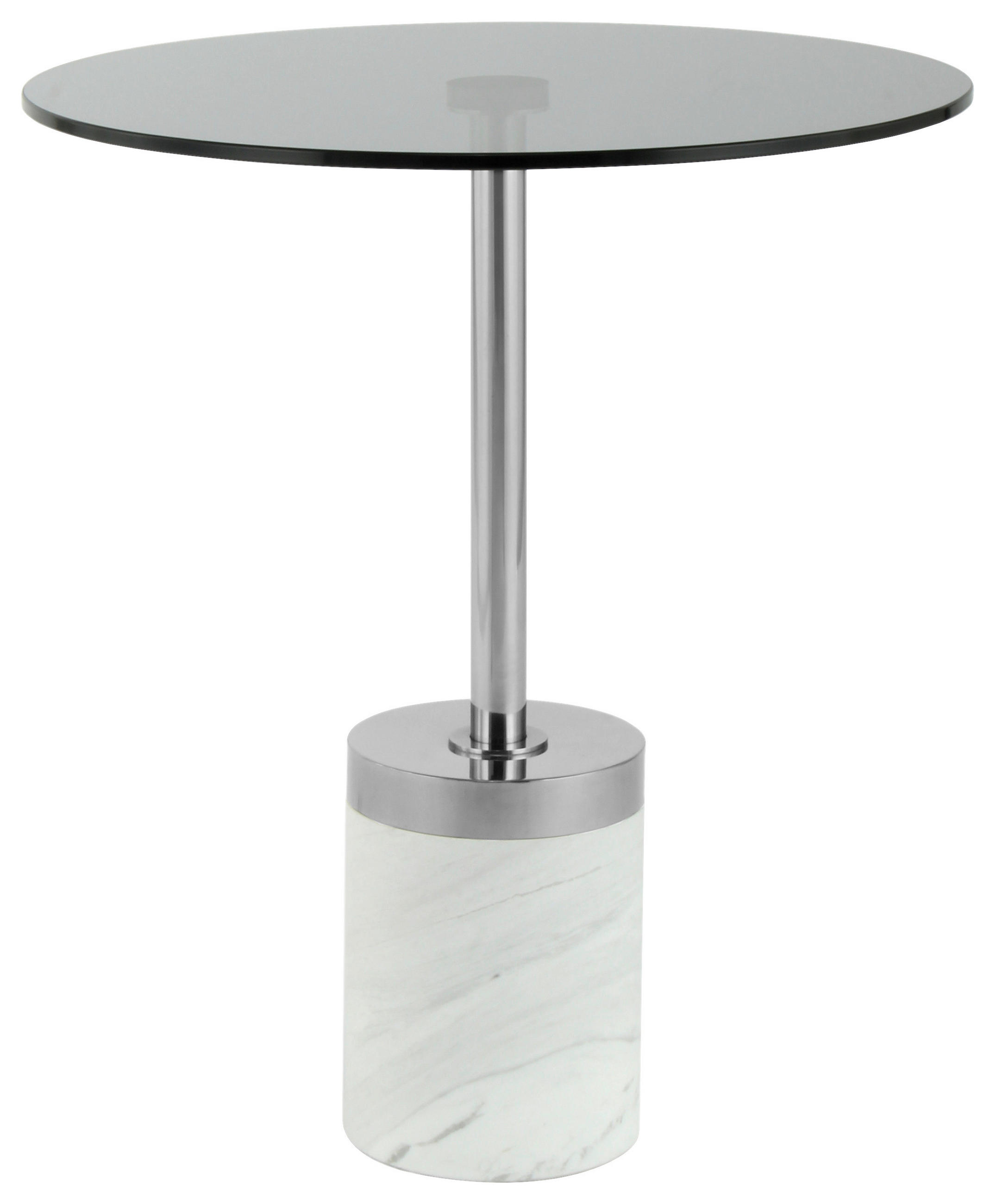 BEISTELLTISCH Metall, Glas, Stein 46/46/53 cm  - Weiss/Graphitfarben, Design, Glas/Stein (46/46/53cm) - Kayoom