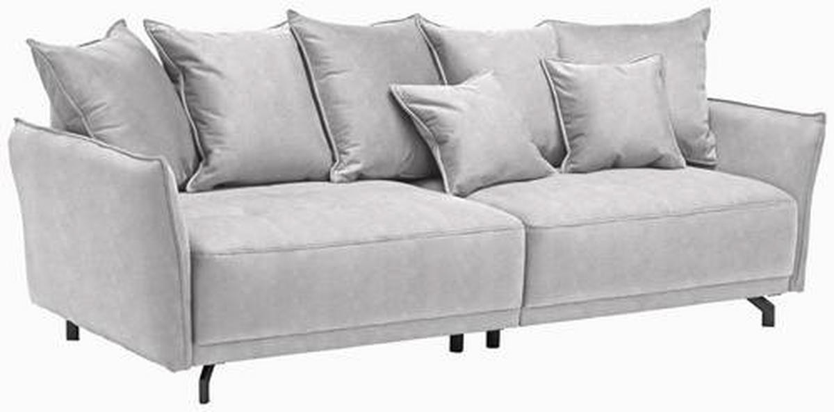 BIGSOFA Velours Hellgrau  - Hellgrau/Schwarz, Design, Textil/Metall (226/91/103cm) - Carryhome