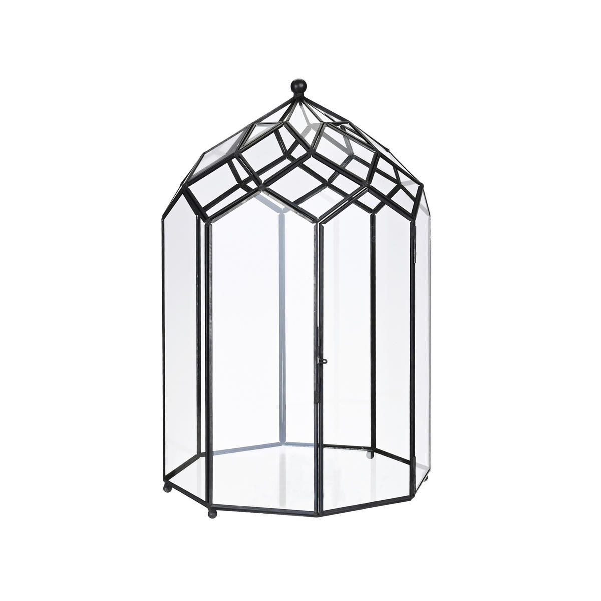 DEKORATIVNA HIŠA - črna, Trend, kovina/steklo (21,5/35cm) - Ambia Home