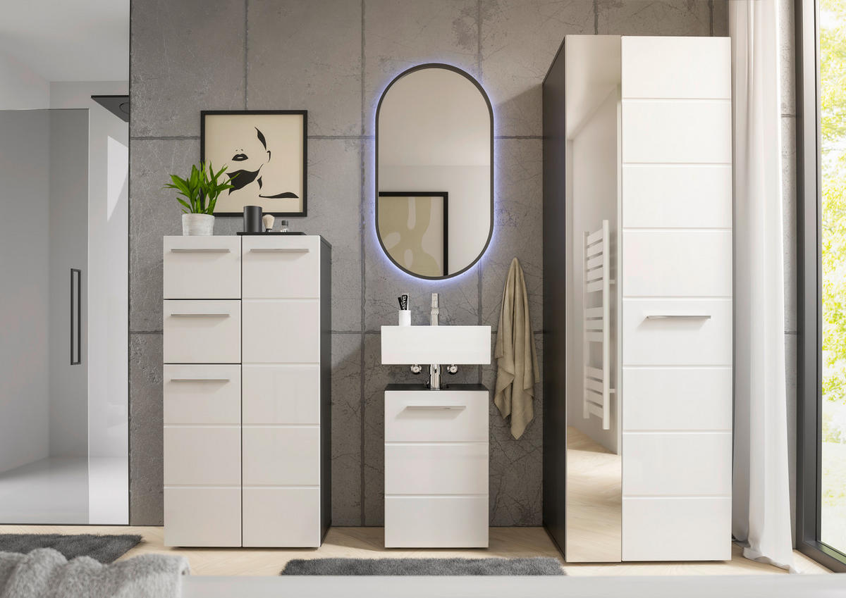 MIDISCHRANK 60/121/31 cm  - Chromfarben/Weiß Hochglanz, KONVENTIONELL, Holzwerkstoff/Kunststoff (60/121/31cm) - Xora