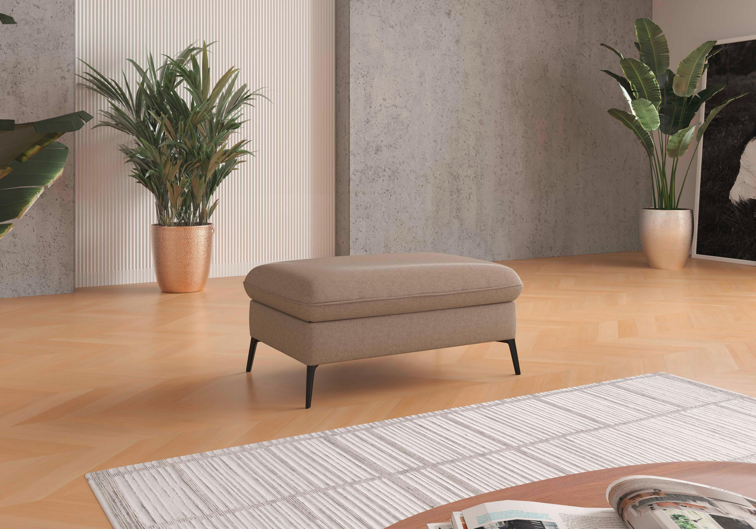 HOCKER in Textil Taupe  - Taupe/Creme, Konventionell, Textil/Metall (104/47/69cm) - Sit & More