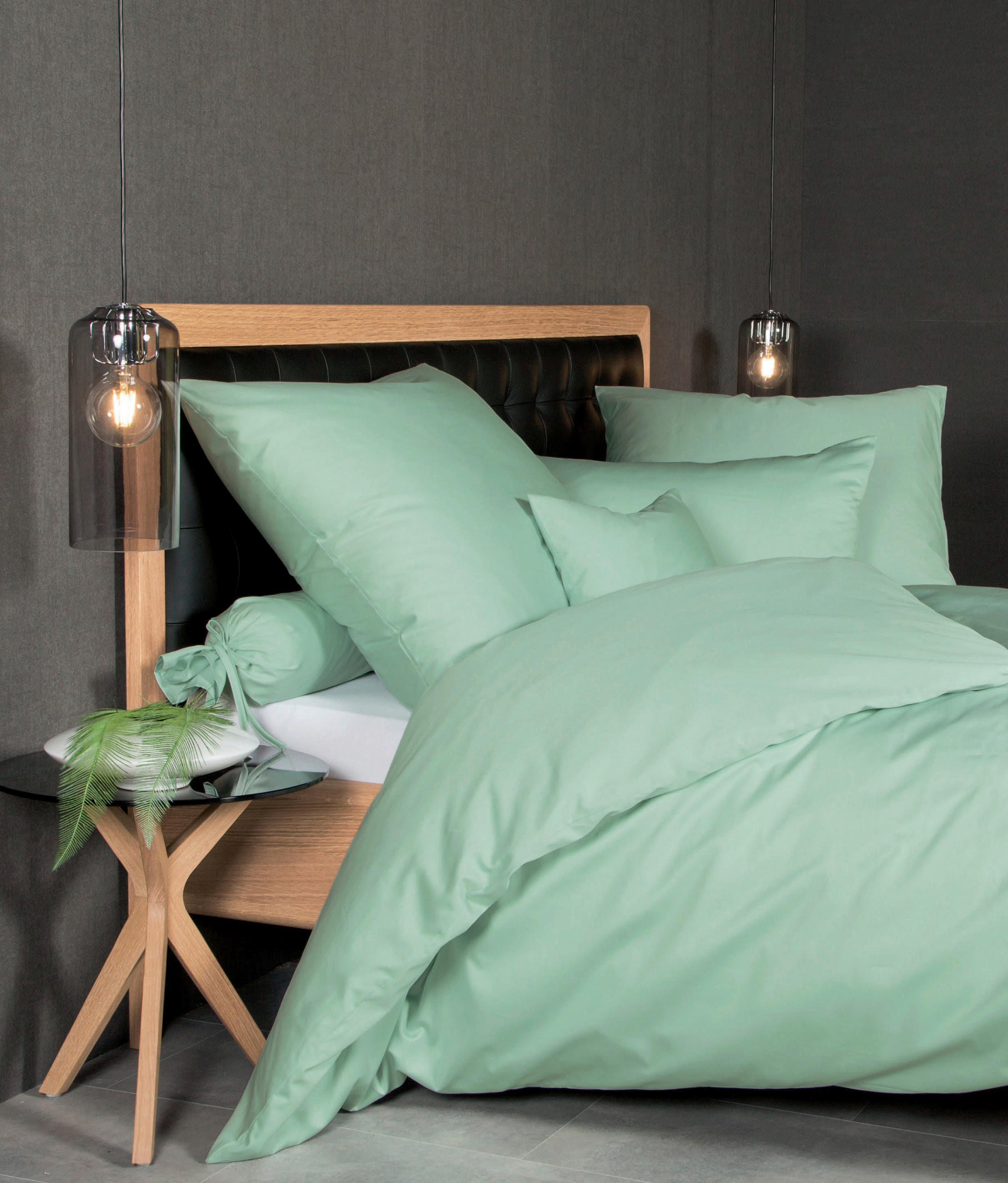 BETTWÄSCHE Giacomo Makosatin 155/220 cm  - Jadegrün, Basics, Textil (155/220cm) - Janine