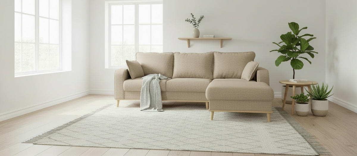 ECKSOFA Mikrofaser Cappuccino  - Wengefarben/Cappuccino, Design, Holz/Textil (230/150cm) - Livetastic