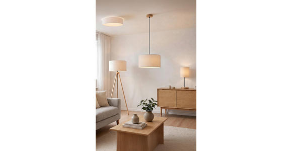 DECKENLEUCHTE 45/13 cm  - Naturfarben, Design, Kunststoff/Textil (45/13cm) - Novel