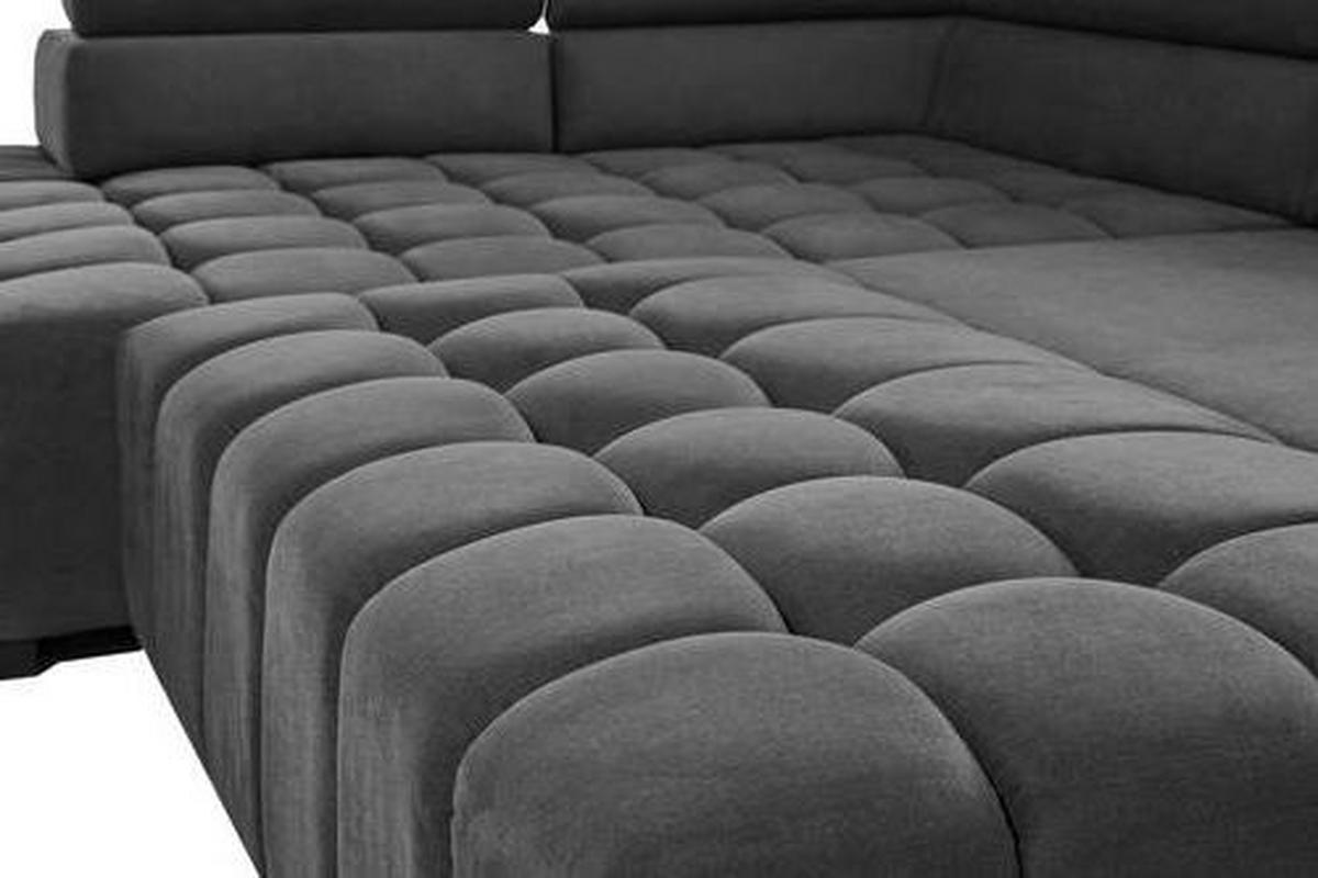 ECKSCHLAFSOFA Grau Velours  - Schwarz/Grau, Design, Holz/Textil (201/307cm) - Livetastic