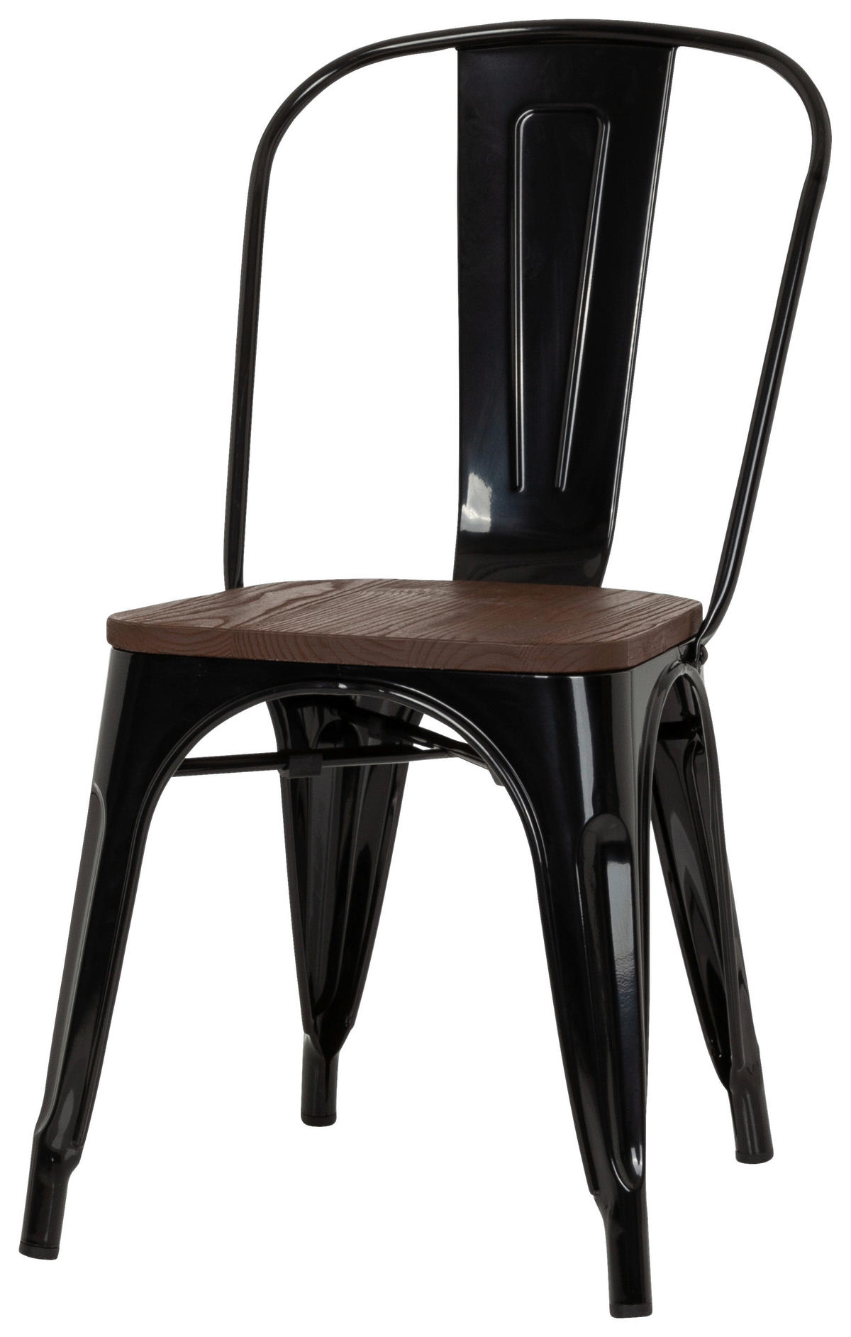 STUHL  stapelbar   Schwarz, Dunkelbraun  - Dunkelbraun/Schwarz, Basics, Holz/Metall (44/84/54cm) - MID.YOU