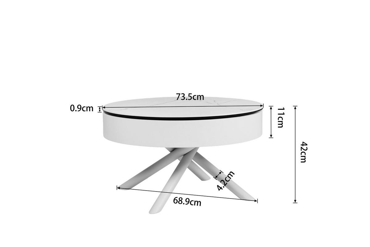 COUCHTISCH ESG 73.5/73.5/42 cm rund Beige  - Beige, Design, Glas/Keramik (73.5/73.5/42cm) - Novel