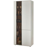 VITRINE  in massiv Kernbirke, Kerneiche Weiß, Eichefarben - Eichefarben/Anthrazit, Design, Glas/Holz (93/205/39cm) - Johann Jakob