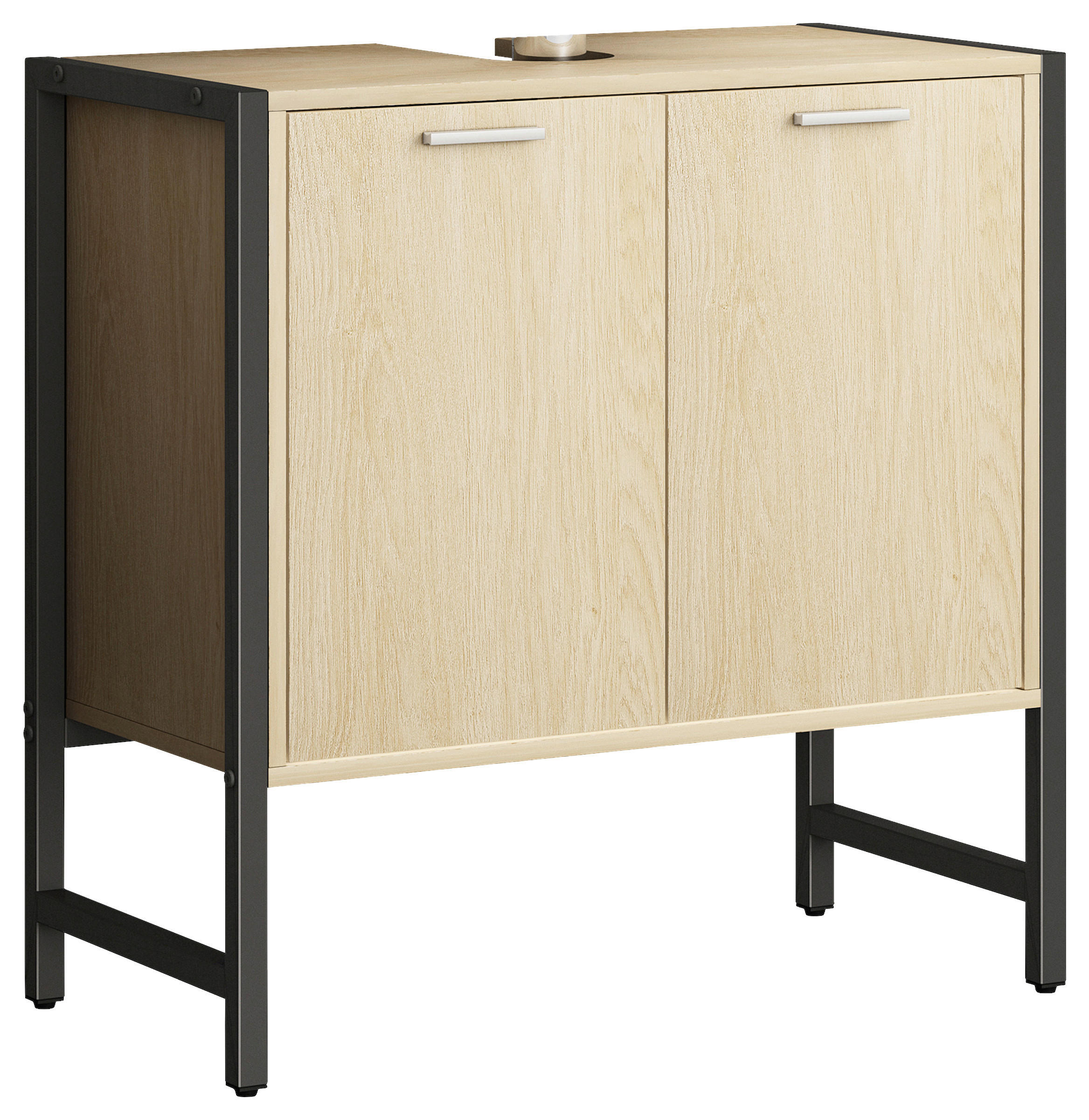 WASCHBECKENUNTERSCHRANK 60/60/30 cm  - Honigeiche/Silberfarben, MODERN, Holzwerkstoff/Metall (60/60/30cm) - MID.YOU