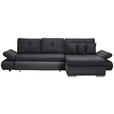 ECKSOFA Dunkelgrau Webstoff  - Chromfarben/Dunkelgrau, Design, Kunststoff/Textil (302/187cm) - Carryhome