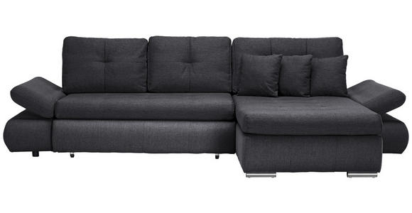 ECKSOFA Dunkelgrau Webstoff  - Chromfarben/Dunkelgrau, Design, Kunststoff/Textil (302/187cm) - Carryhome