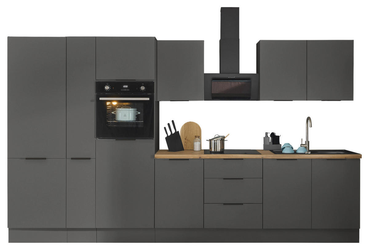 KÜCHENBLOCK   in Graphitfarben  - Schwarz/Graphitfarben, Basics, Holzwerkstoff/Metall (360/211/60cm) - Carryhome