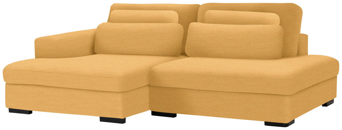 ECKSOFA in Cord, Velours Gelb  - Gelb/Schwarz, Design, Kunststoff/Textil (158/223cm) - Lomoco