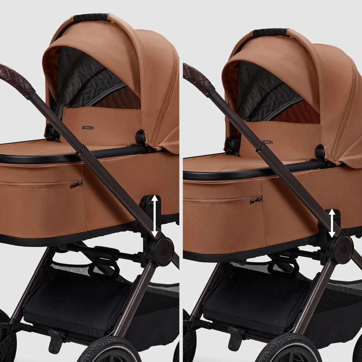 KINDERWAGENSET  GIO FOLD SET AIR  cognac  - Cognac/Braun, Basics, Textil/Metall (120/58/92cm) - Moon Edition