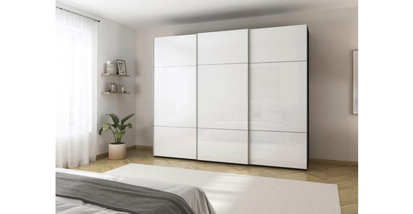 SCHWEBETÜRENSCHRANK in Schwarz, Weiß - Alufarben/Schwarz, KONVENTIONELL, Glas/Holzwerkstoff (242/223/68cm) - Novel