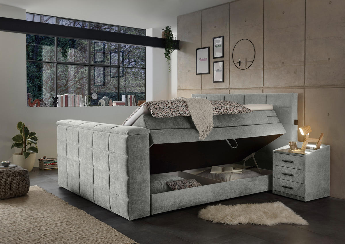 BOXSPRING-ÁGY 180/200 cm  iszap  - iszap, Konventionell, textil (180/200cm) - Carryhome