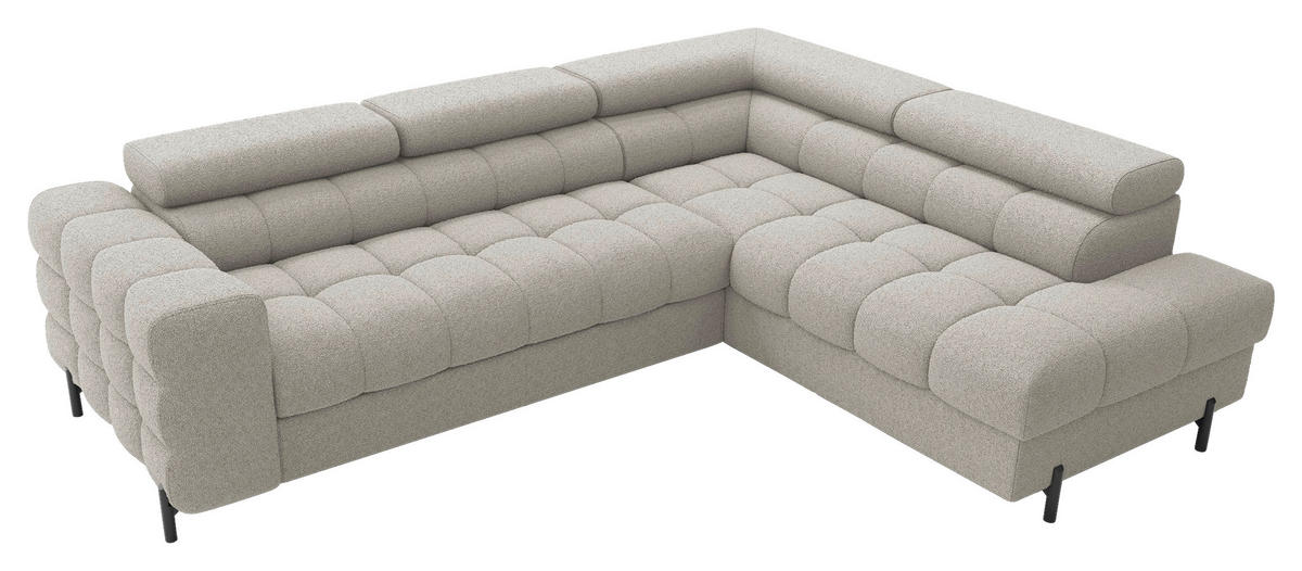 ECKSOFA FERUCCE in Teddystoff Beige  276/200 cm  - Beige/Schwarz, Design, Textil/Metall (276/200cm) - MID.YOU