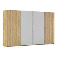 SCHWEBETÜRENSCHRANK 360/223/68 cm 4-türig Eichefarben, Chromfarben, Hellgrau  - Chromfarben/Eichefarben, Design, Glas/Holz (360/223/68cm) - Novel