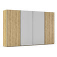 SCHWEBETÜRENSCHRANK 360/223/68 cm 4-türig Eichefarben, Chromfarben, Hellgrau  - Chromfarben/Eichefarben, Design, Glas/Holz (360/223/68cm) - Novel