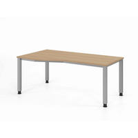 SCHREIBTISCH 180/100-80/68,5-81 cm Silberfarben, Eichefarben mechanisch höhenverstellbar  - Eichefarben/Silberfarben, Basics, Holzwerkstoff/Metall (180/100-80/68,5-81cm) - Venda