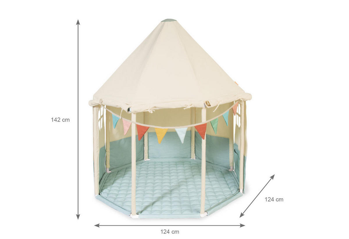 SPIELZELT - Pastellblau/Weiß, Basics, Textil (124/142/124cm) - Pinolino