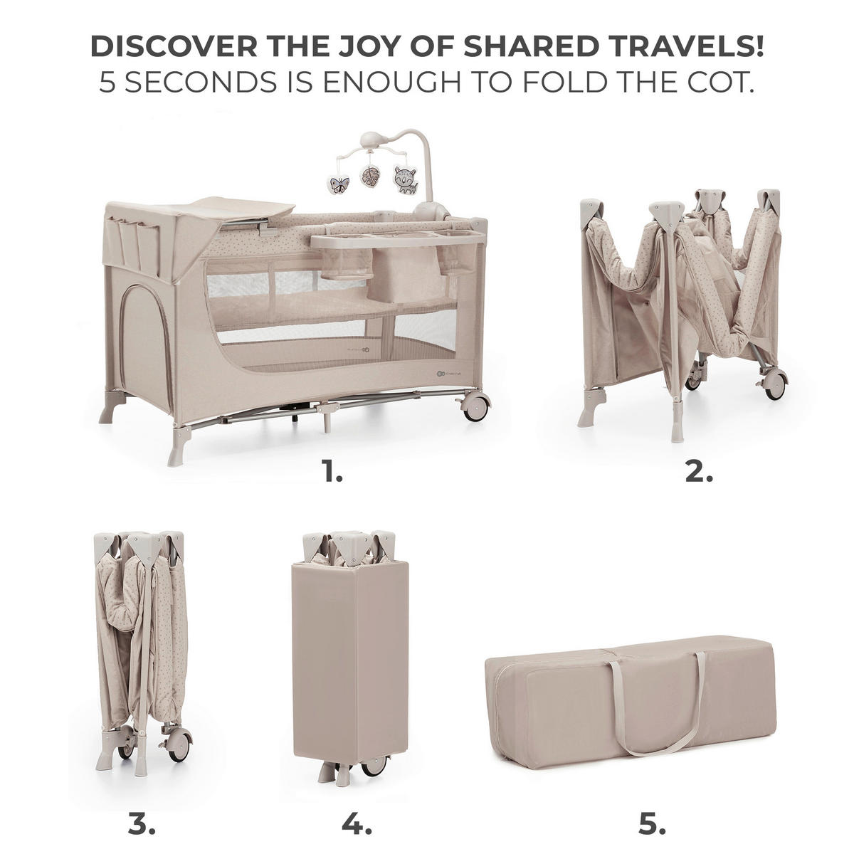 REISEBETT Joy 2   - Beige, Basics (60/120cm) - kinderkraft