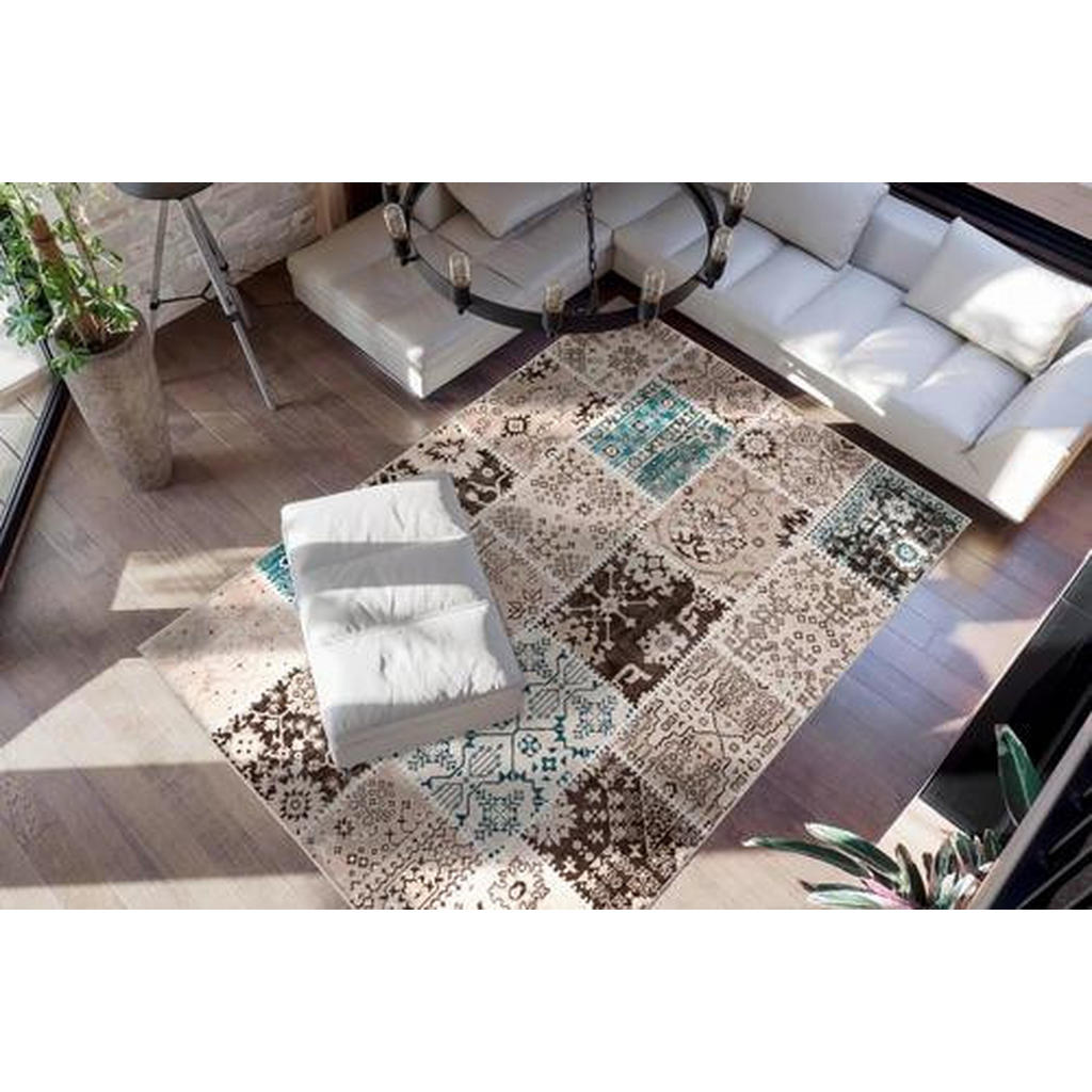 Thumbnail - Kayoom Vintage-Teppich Ariya, Taupe, Textil, Patchwork, rechteckig, 160x230 cm, Oeko-Tex® Standard 100, Teppiche & Böden...
