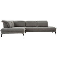 ECKSOFA in Webstoff Dunkelgrau  197/293 cm  - Dunkelgrau/Schwarz, Design, Textil/Metall (197/293cm) - Stylife