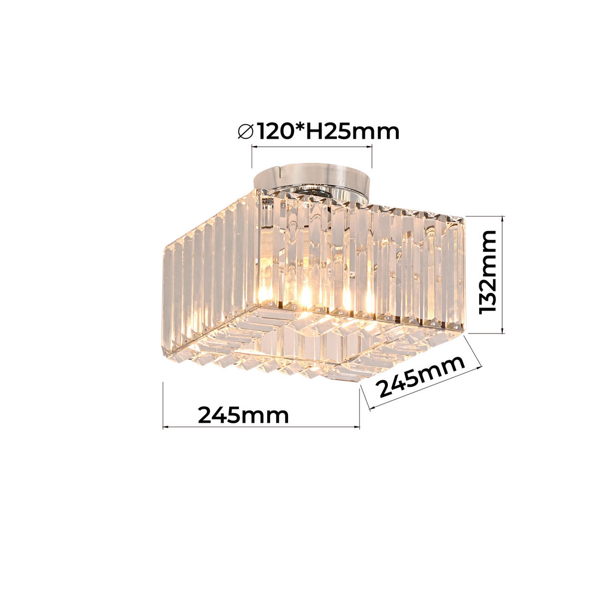 DECKENLEUCHTE     - Chromfarben, KONVENTIONELL, Glas (19.3/24.5/24.5cm)