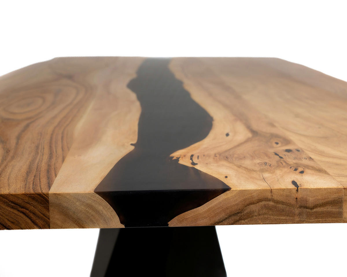 ESSTISCH 220/76/100 cm Echtholz  Holz, Metall rechteckig Schwarz, Akaziefarben  - Schwarz/Akaziefarben, LIFESTYLE, Holz/Metall (220/76/100cm) - Landscape