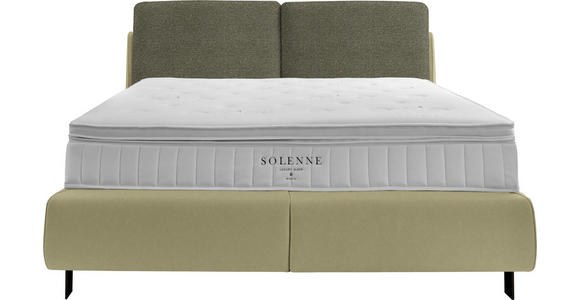 BOXSPRINGBETT 180/200 cm  in Hellgrün, Greige  - Greige/Schwarz, Design, Textil/Metall (180/200cm) - Johann Jakob