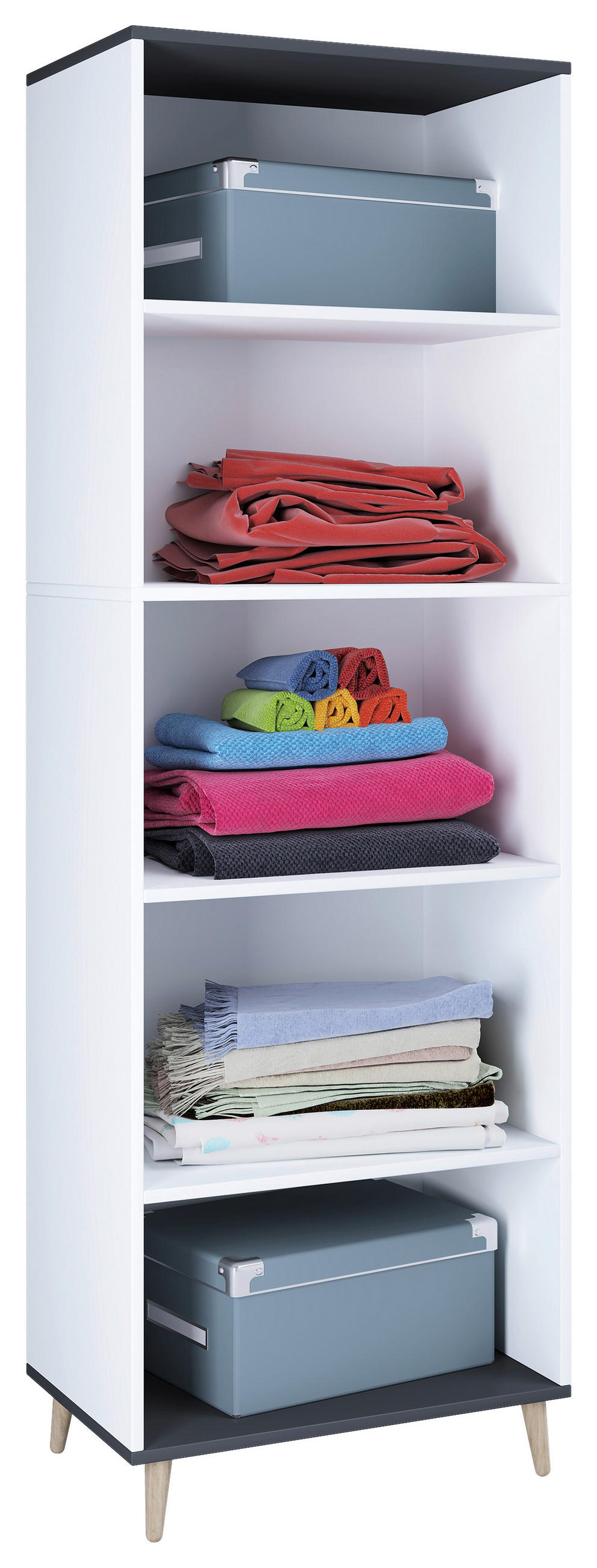 HYLLA i 60/184/31 cm antracit, vit  - vit/antracit, Modern, trämaterial (60/184/31cm) - MID.YOU