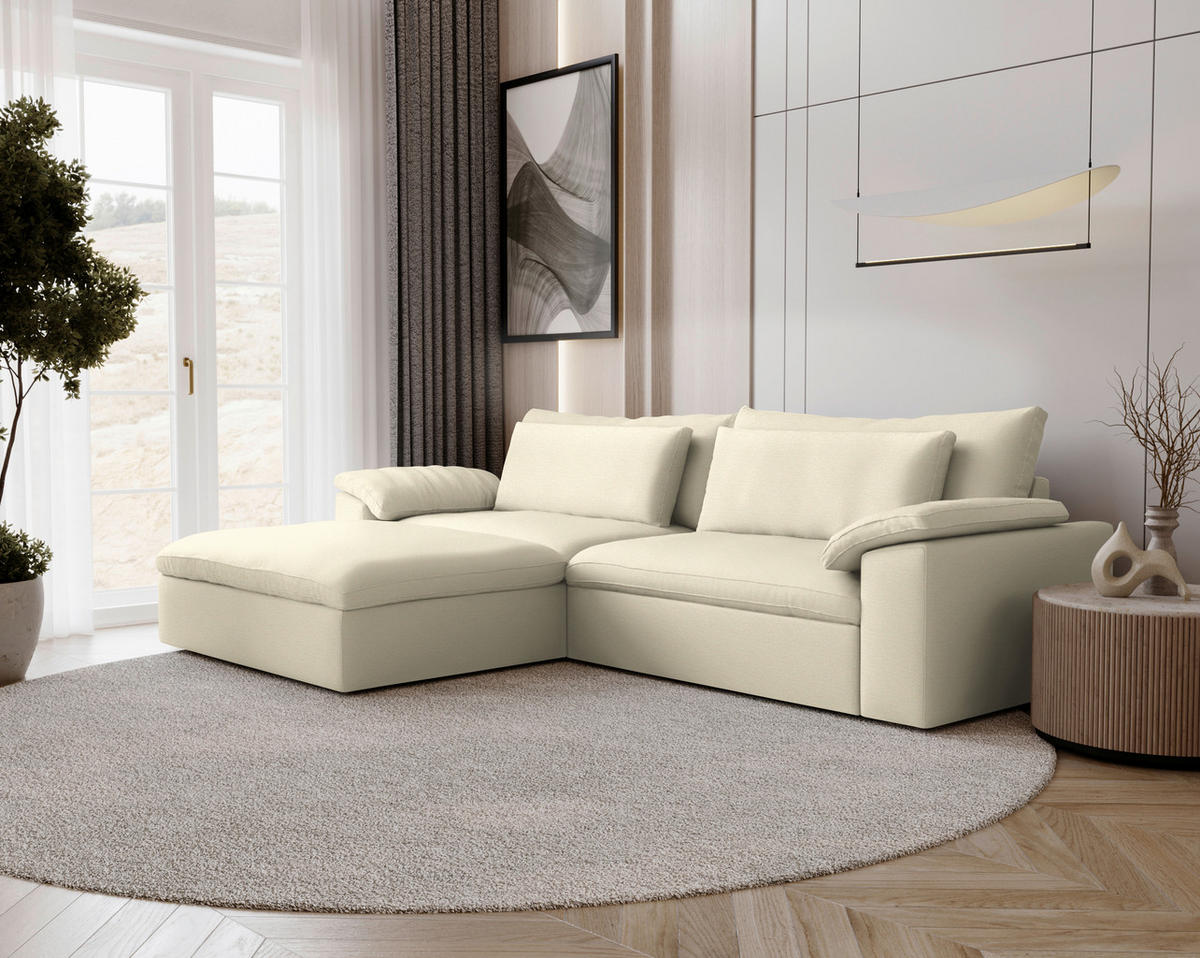 ECKSOFA  Chenille Naturfarben  - Schwarz/Naturfarben, Modern, Kunststoff/Textil (198/306cm) - Carryhome