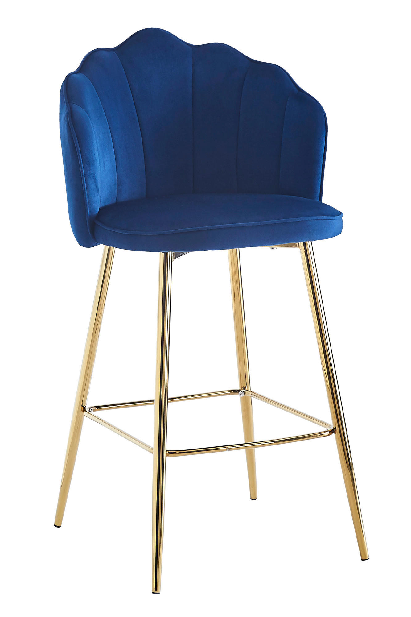 BARHOCKER-SET Samt Dunkelblau  - Goldfarben/Dunkelblau, MODERN, Textil/Metall (52/100/54cm) - Livetastic