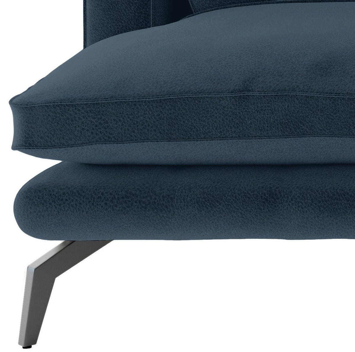 SITZGARNITUR in Flachgewebe Dunkelblau  - Schwarz/Dunkelblau, Design, Textil/Metall (202/250cm) - Livetastic