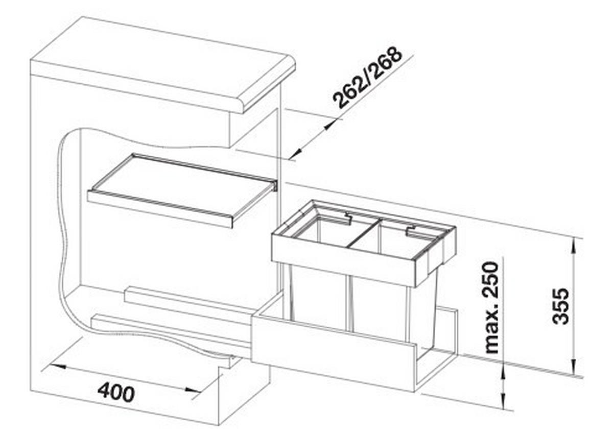 EINBAUABFALLSAMMLER 16 L  - Edelstahlfarben/Anthrazit, Basics, Kunststoff/Metall (26,2/37,5/40,1cm) - Blanco