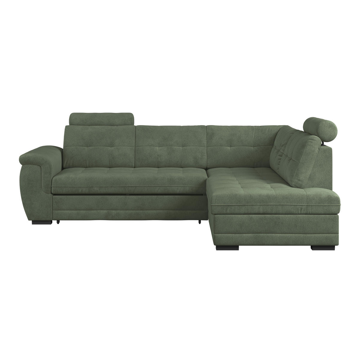 ECKSOFA FALCO NEW Grün Mikrofaser, Struktur Bettkasten, Kopfstütze  - Schwarz/Grün, KONVENTIONELL, Kunststoff/Textil (251/183cm) - MID.YOU